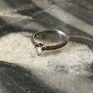 Sterling Silver and Heart-Form Spinel Stone Ring
